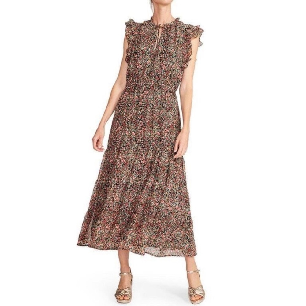 BB Dakota X Steve Madden Ditsy Ruffled Midi Multi Floral Prairie Dress Sz XXL
